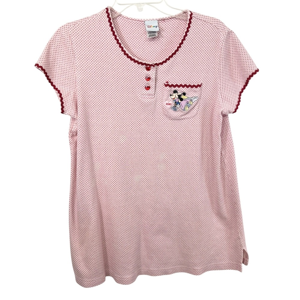 Disney Medium Nightgown Sleep Mickey Minnie Mouse Pink Heart Embroidered 761